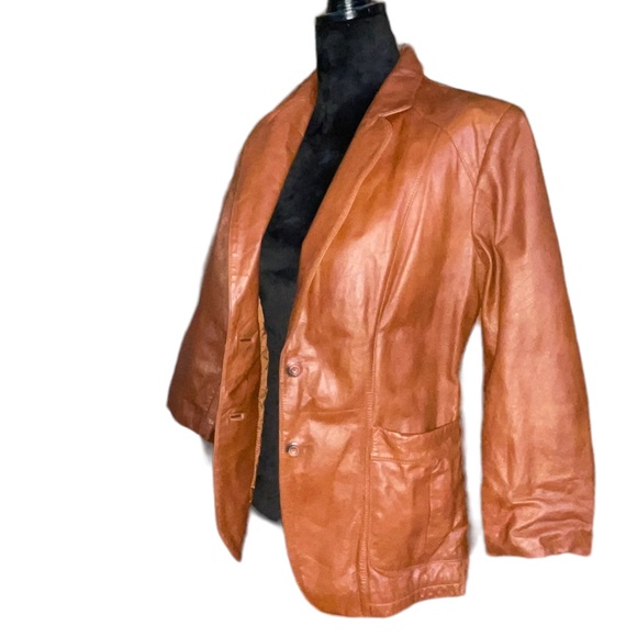 VINTAGE | 70s Wilson's Leather caramel single breasted blazer jacket - Picture 5 of 15